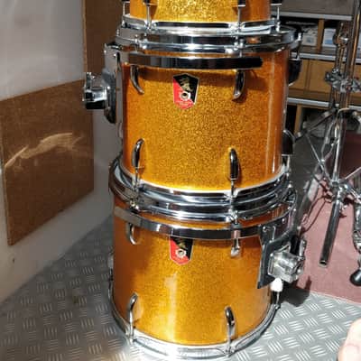 Vintage Eddie Ryan Custom fusion / bop shellpack – 10, 12, 13, 16, 20 in gold sparkle image 6