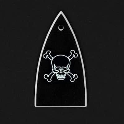 GUITAR TRUSS ROD COVER - Engraved Etched - ESP or LTD - SKULL & BONES - Black