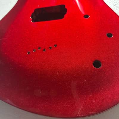 Metallic Red HH Red Basswood Guitar Body DIY Project, String Through image 7