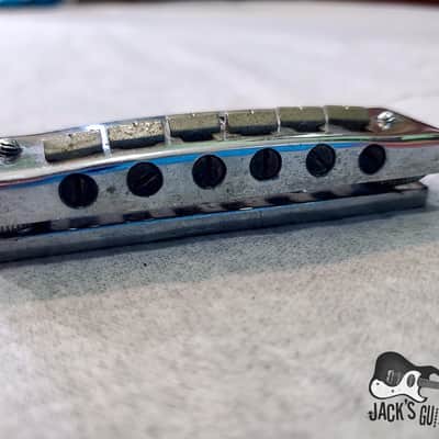 Gibson "Harmonica" Schaller-made Tune-O-Matic Bridge for Marauder, L6S, S-1 (1970s, Chrome) image 13