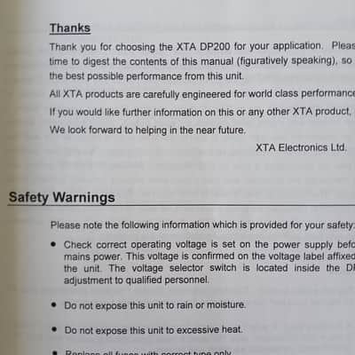 Operating Instructions XTA Electronics Digital Equaliser DP200 1996 image 4
