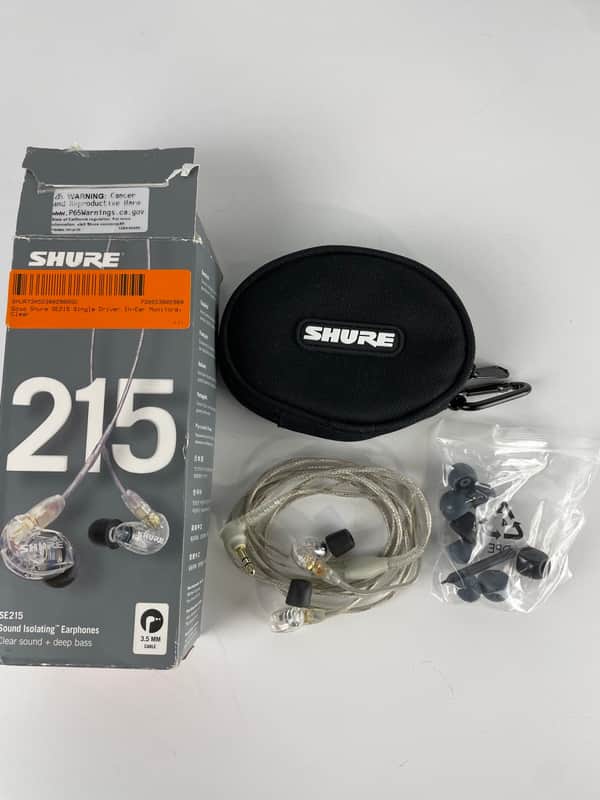 Shure SE215 Single Driver In-Ear Monitors, Clear image 1
