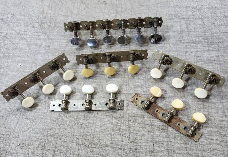 Pile of Vintage RARE 1960's Teisco Kay Japan 5 3x3 plates and One 6 on a plate Guitar Tuners Luthier Parts #4 image 1