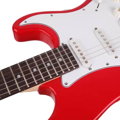 Cxxss ST Rosewood Fingerboard Electric Guitar (Red)+Bag+Strap+Paddle image 5