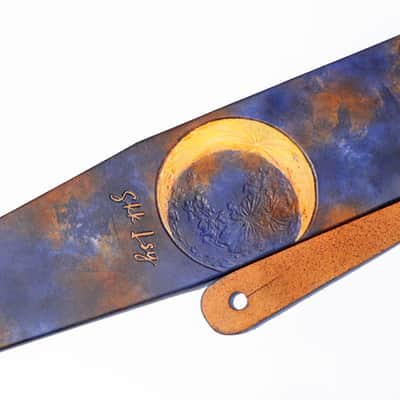 burnyblack custom bass,guitar strap - moon 3 brown/darknavy image 11