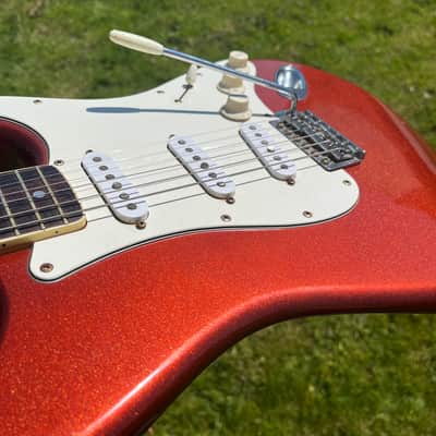 ULTRA RARE 1978 Greco ORDER MADE (Fretboard BINDING, 12" Radius Fretboard = GIBSON FEEL, Chunky D-Shape Neck) SE-600 Super Sounds (Burgundy Mist / Candy Apple Red Metallic + Matching Headstock) ... Maxon Excel PU-100 CLONE pickups + ORIGINAL HARD CASE image 12