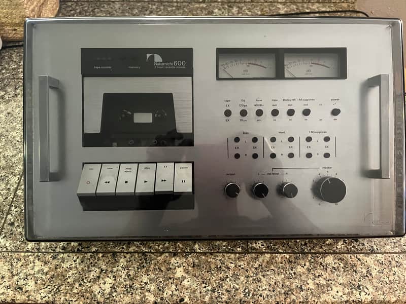 Nakamichi 600 Two Head Stereo Cassette Console w/ Original Dust Cover 1975-79 Silver