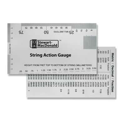 StewMac String Action Gauge And Ruler, Metric, Stainless Steel - Designed by StewMac, The Original measuring tool for acoustic and electric guitar, and bass setup image 1