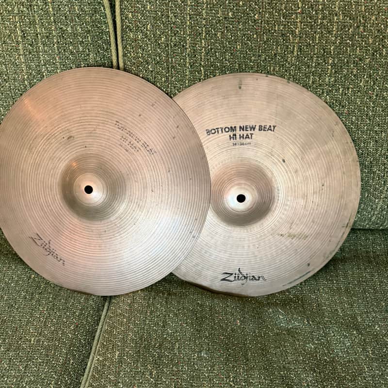 Zildjian 14" A. Zildjian '70s Stamp New Beat Hi-Hat Cymbals (Pair) 1970s - Traditional image 1