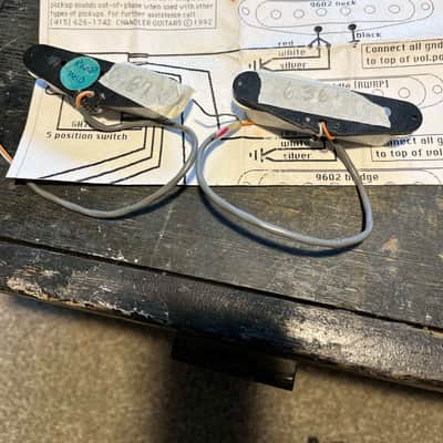 2 chandler NOS Staggered Pole Strat pickups 80's - wht image 1