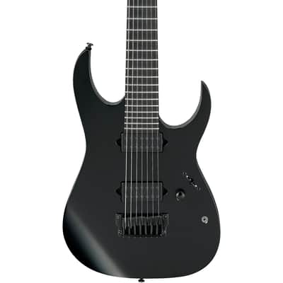 Ibanez Iron Label RGIXL7-BKF 7-String Solid Body Electric Guitar with Ebony Fretboard, Right-Handed, Black Flat image 1