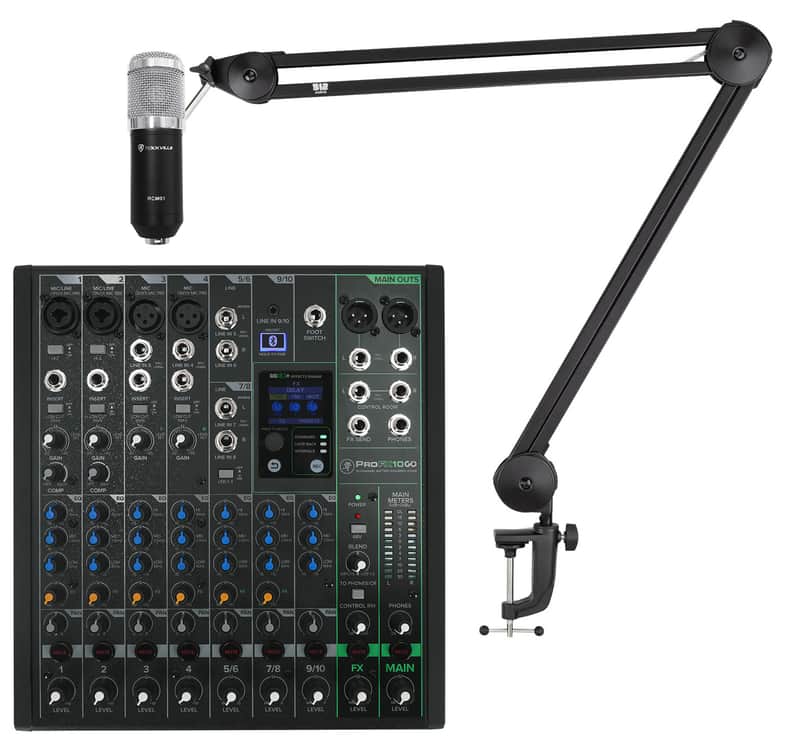Mackie ProFX10GO 10-Channel Battery Analog Mixer w/FX/USB/Bluetooth+Mic+Boom Arm image 1