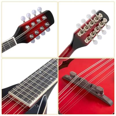 8-String A-Style Mandolin Bundle – Sunset Red with Gig Bag, Tuner, Strings & Picks – Perfect for Beginners & School Gift image 4