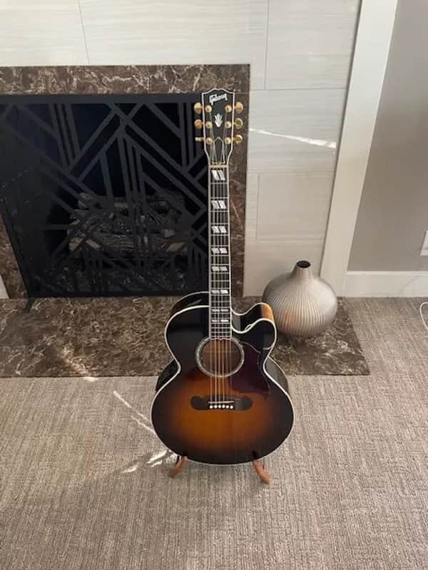 2003 Gibson J-185 CE Jumbo Cutaway Acoustic Electric Guitar New Strings Pro Setup Case Candy, Warranty Cards, Gibson Deluxe Hard Shell Case - Excellent Cond! image 1