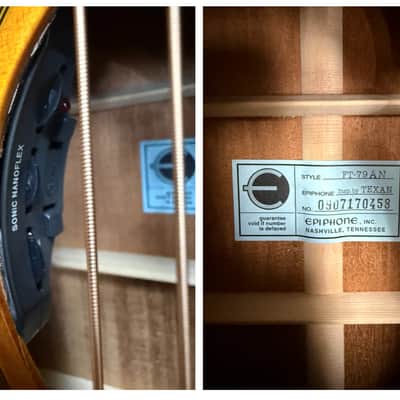 Epiphone FT-79 AN Inspired by Texan Reissue Acoustic Electric Guitar -2009 - Antique Natural w/hard case image 21