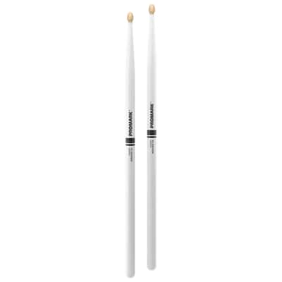 Promark Rebound 5A Painted Acorn Wood Tip Drumsticks - White image 2