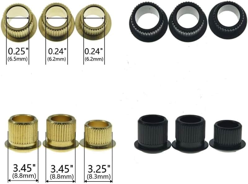Brass Vintage Size Guitar Tuner Bushings 1/4" Vintage Tuning Keys Tuning Machines Ferrules for vintage ST/TL/LP guitars Brass 6.2mm(I.D.)* 8.3mm(O.D.) Nickel image 1