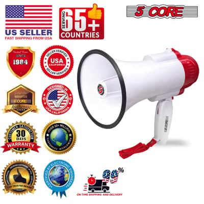 5 Core Megaphone 30W Bull Horn PA Speaker w 800 Yards Range Loud Siren Voice Amp image 10