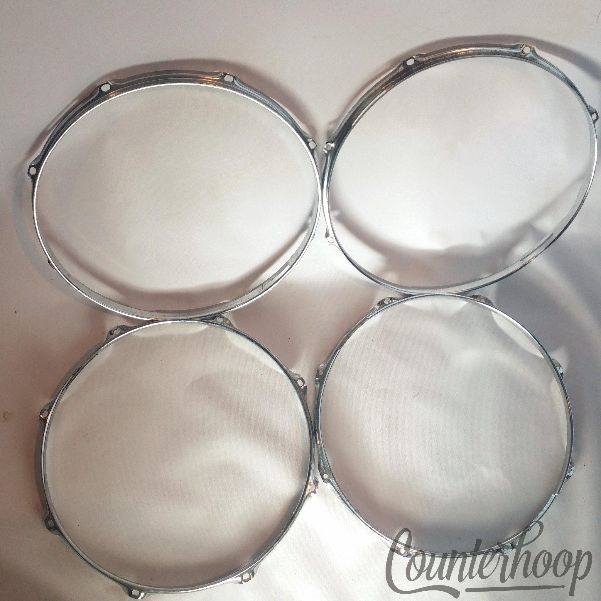Ludwig 4x 14"Rims/Hoops 8Lug-Hole Snare Drum Resonant Chrome Vintage 70s USA* — main photograph