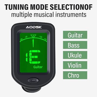 Clip-on Guitar Tuner for String Instrument,Digital Electronic Tuner,Large Clear LCD Display,Rotatable,Suitable for Acoustic Guitar,Ukulele,Bass,Violin and Chromatic,with 10 Guitar Picks image 3