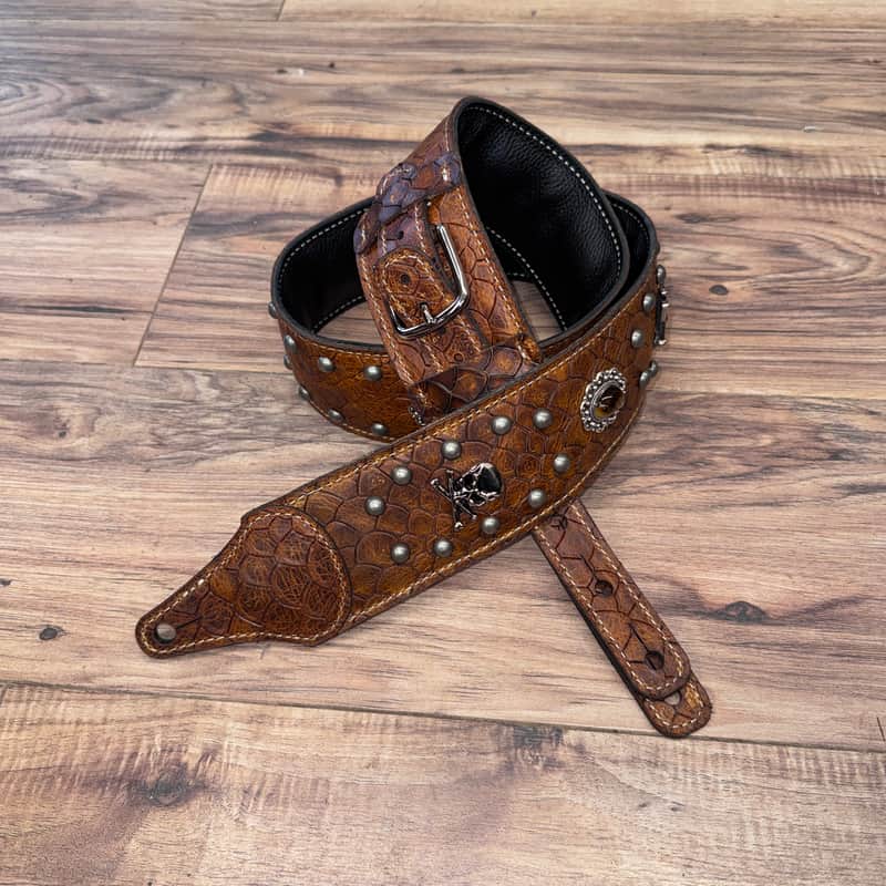 Carlino Steve Lukather TigerEye and Skull strap 2026 - Tan scale leather image 1