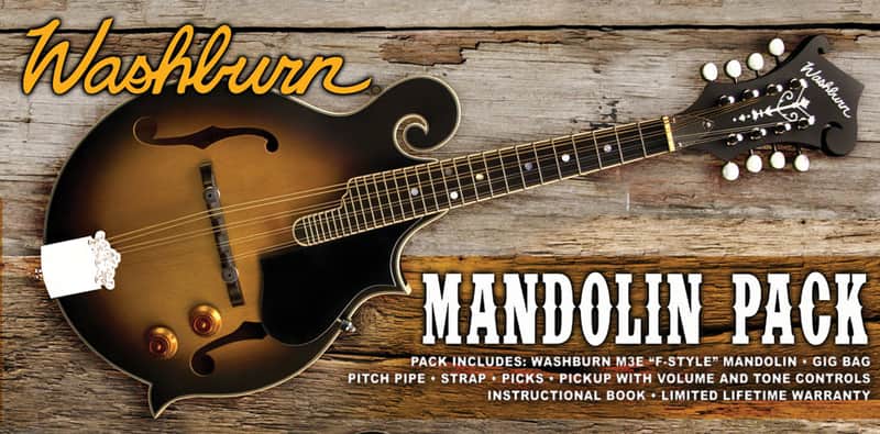 Washburn M3EK F-Style Electric Mandolin Starter Pack - Tobacco Sunburst image 1
