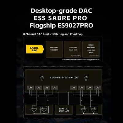 FiiO QX13 Portable DAC Amp, ES9027PRO 8-Ch DAC, 900mW×2, XMOS 16-Core, 10-Band EQ,Color Display (Titanium Gold) image 3