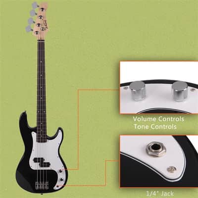 Glarry GP Electric Bass Guitar Set Black image 9