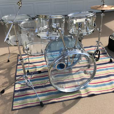 7 piece Vintage Zickos Clear Acrylic Drum Set  w/ matching Snare image 6