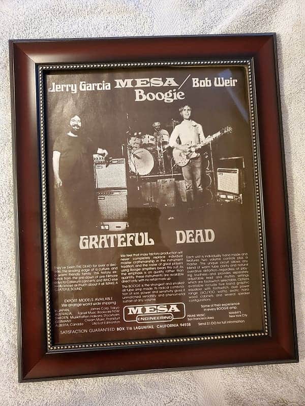 1977 Mesa Boogie Amps Promotional Ad Framed Grateful Dead Jerry Garcia, Bob Weir Original RARE image 1