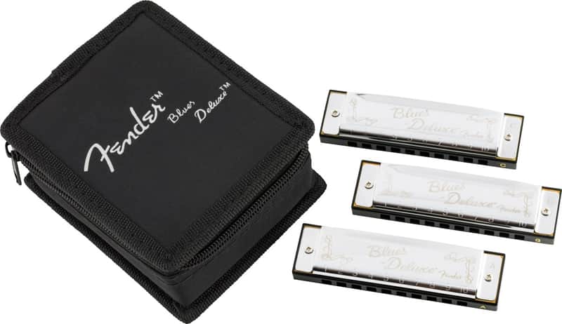 099-0701-021 Fender Blues Deluxe Harmonica Pack of 3 with Case image 1