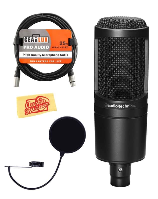 Audio-Technica AT2020 Cardioid Condenser Microphone w/ Pop Filter image 1