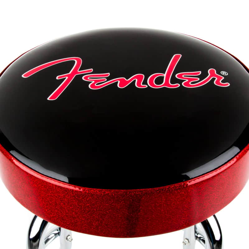 Photos - Guitar Fender Red Sparkle Logo Barstool - Black and Red Sparkle 24" B... 