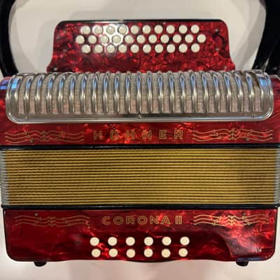 Hohner Corona II Classic Diatonic Accordion - Red image 1