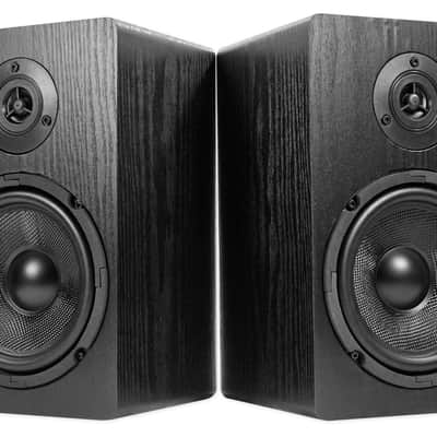 (2) Rockville RockShelf 68B Black 6.5" Home Bookshelf Speakers+8" Speaker Stands image 9