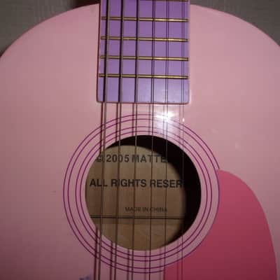 Barbie Mattel Kids Size Girls Acoustic Guitar and Pink Strap small body sounds like a Ukulele 2005 image 4