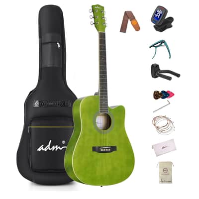 Cxxss 41 Inches Acoustic Cutaway Guitar Beginner Package - kelly green image 1