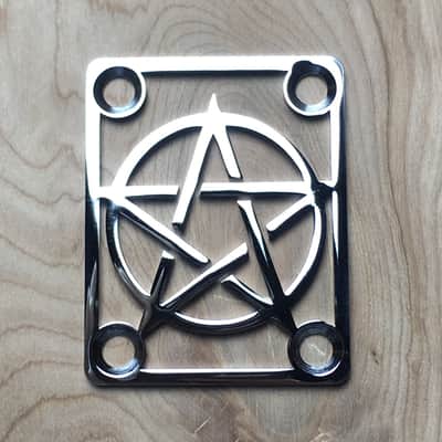 Pentagram Neck Plate For Bolt On Neck Guitar or Bass - Chrome Finish image 3