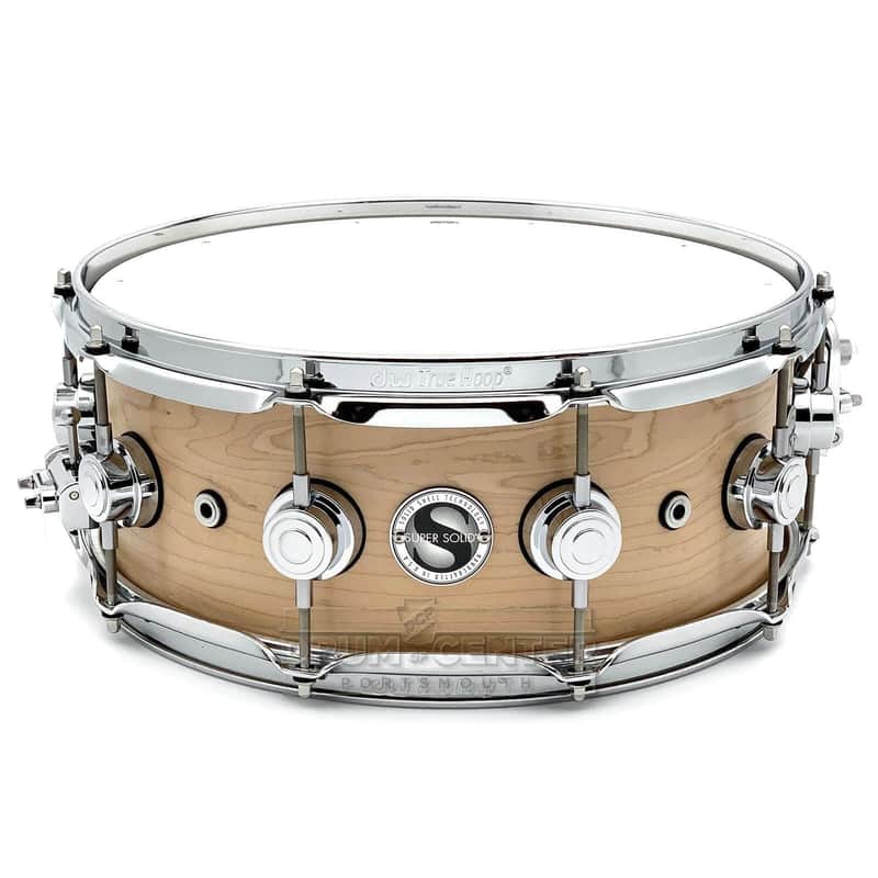 DW Collectors Super Solid Maple Snare Drum 14x5.5 Hard Satin Natural image 1