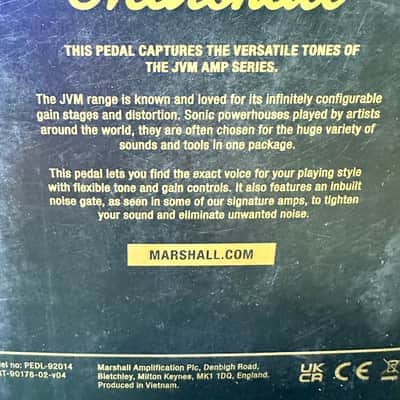 Marshall JVM Distortion and Overdrive Effects Pedal Regular Black and Gold image 5