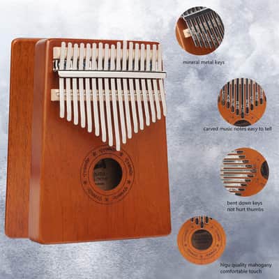 17 Keys Kalimba Thumb Piano Full Kit Bundle with Soft-Case Bag Mbira Mahogany image 2