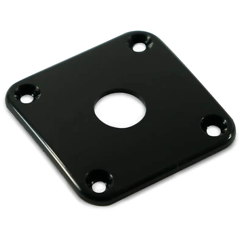 WD Contoured Square Jack Plate For Gibson Les Paul - Black image 1