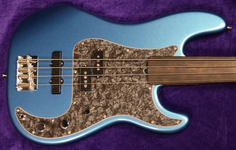 Fender Tony Franklin Unlined Fretless Precision, Lake Placid Blue / Ebony image 1