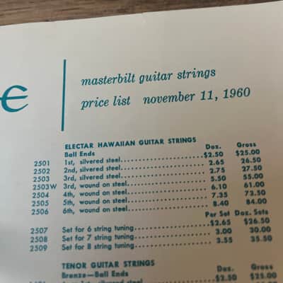 1960 Epiphone Strings Price List Rare Collector Vintage Kalamazoo image 4