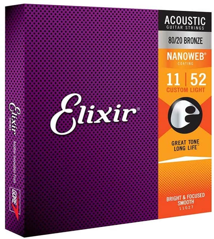Elixir 16027 Nanoweb Custom Light Phosphor Bronze Strings 11-52 image 1