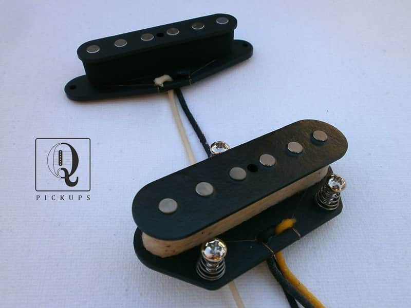 Telecaster Custom Mixed Magnets A2/5 Guitar Pickups SET Bridge Neck Hand Wound Tele by Q pickups image 1