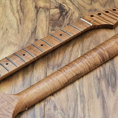 Stratocaster Compatible Roasted Flame Maple Guitar Neck Satin image 3