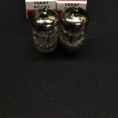 MATCHED PAIR GE 12AX7 ECC83 Fat Grey Plate O Getter Vintage VACUUM TUBES 8.9490 image 3