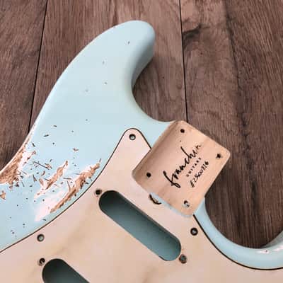 FRANCHIN Mercury guitar body Heavy Relic Aged Sonic Blue 100% Nitro Lacquer HSS Poplar Stratocaster-Strat-S-Style Made in Italy - Stock piece #23400826 image 8