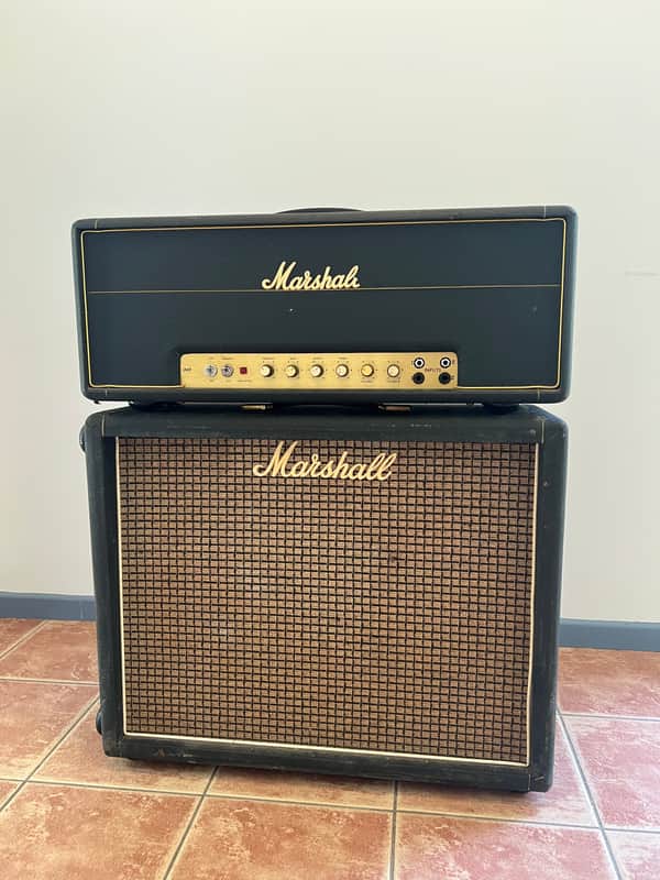 1971 Marshall JMP 50W + Vintage 2x12 Rola Greenback Cab – Original Dagnall Transformer image 1